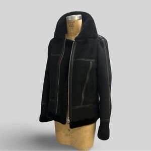 NWT!! Rebecca Minkoff Genuine Shearling Leather Jacket black sz S